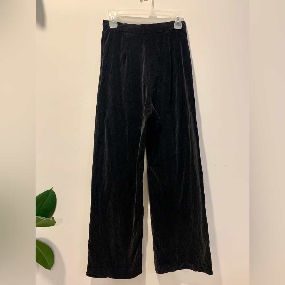 Vintage 1970s Black Velvet Wideleg Pants